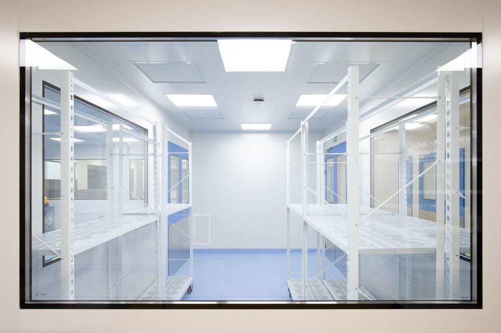 Organized clean room storage area with controlled access systems